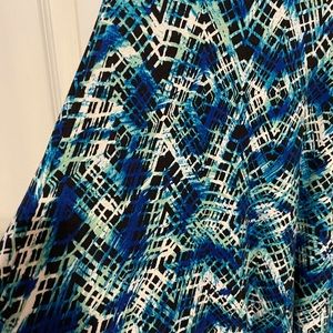 Long aqua, teal, black and white flowy skirt